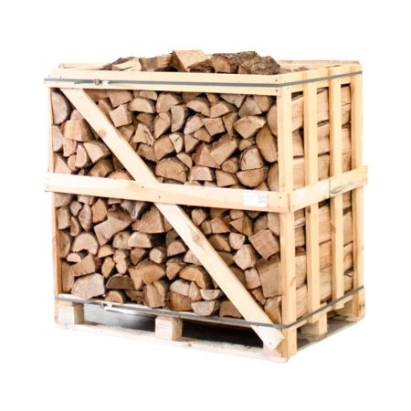 Brennholz Birke kammergetrocknet 25 cm – Halbe Palette 375 kg