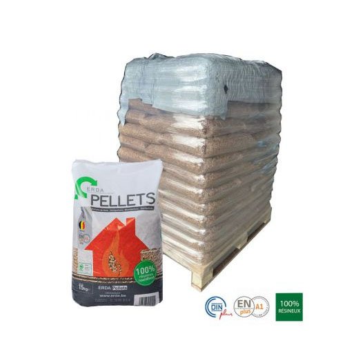 Holzpellets ERDA FirePower DINplus & ENplus A1 – Palette 65 × 15 kg (975 kg)