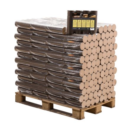 Buchenbriketts rund Pollmeier Premium Plus – Palette 96 × 10 kg (960 kg)