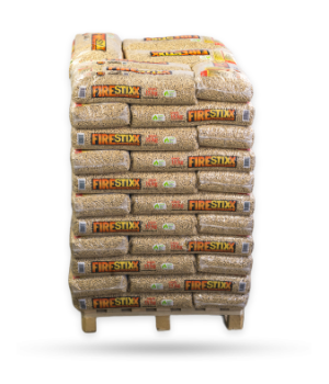 Holzpellets FireStixx Premium DINplus & ENplus A1 – Palette 66 × 15 kg (990 kg)